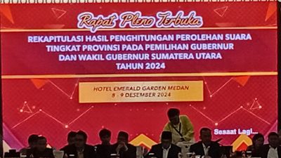 KPU Sumut Gelar Rapat Pleno Terbuka Rekapitulasi Penghitungan Perolehan Suara