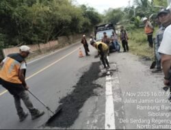 Pemeliharaan Jalan Nasional Jamin Ginting Diduga Asal Jadi, Aspal Dihampar di Bawah Suhu Standar