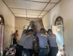 Brimob Polda Sumut Bersama Warga Percepat Pembangunan Hunian Sementara Korban Banjir Di Tapsel