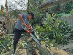 Brimob Sumut Hadir Lindungi Warga, Ancaman Pohon Mati Ditangani Pasca Bencana Batang Toru